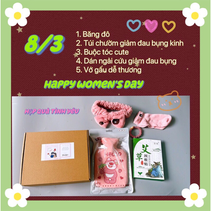 Sét Quà Tặng Túi Chườm Gấu Dâu-4 phụ kiện mix ngẫu nhiên. Ship hoả tốc cần thơ