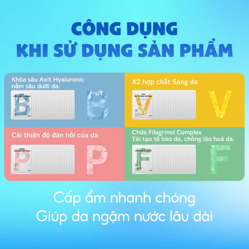 Mặt Nạ Dưỡng Da Hàn Quốc Ottie, Mặt Nạ Dưỡng Trắng Cấp Ẩm Mềm Mịn Cho Da 25ml