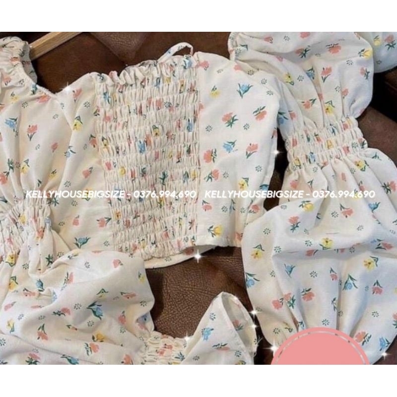 ÁO CROPTOP HOA NHÍ TAY PHỒNG