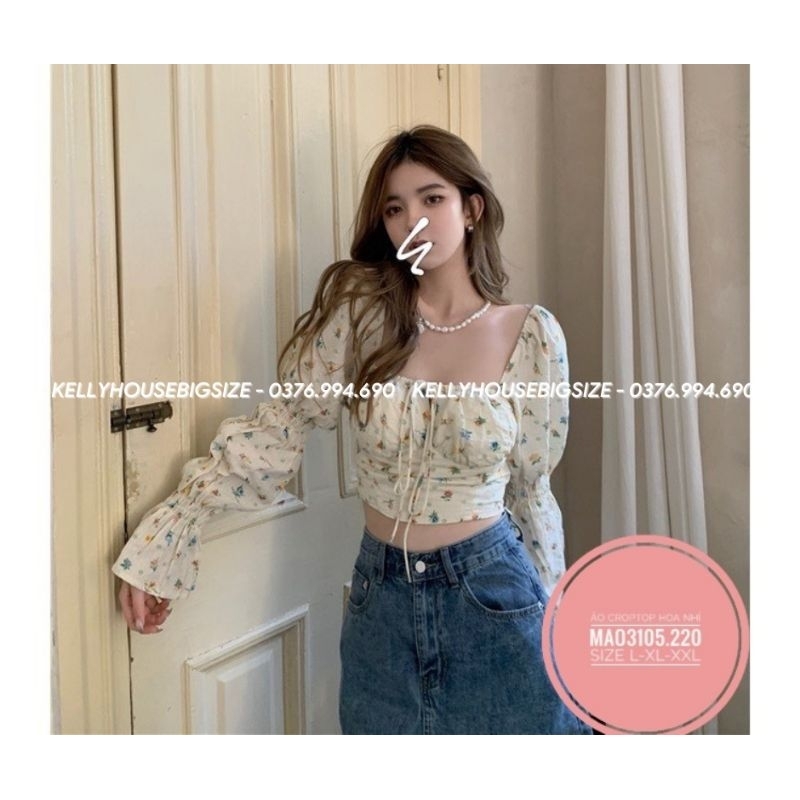 ÁO CROPTOP HOA NHÍ TAY PHỒNG