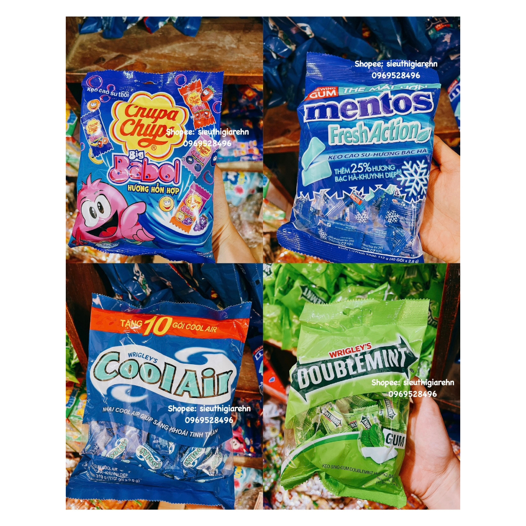 (Túi 40 Gói) Kẹo Cao Su Sing Gum Mentos, Doublemint, Chupa Chups Big Babol 112g - 116g