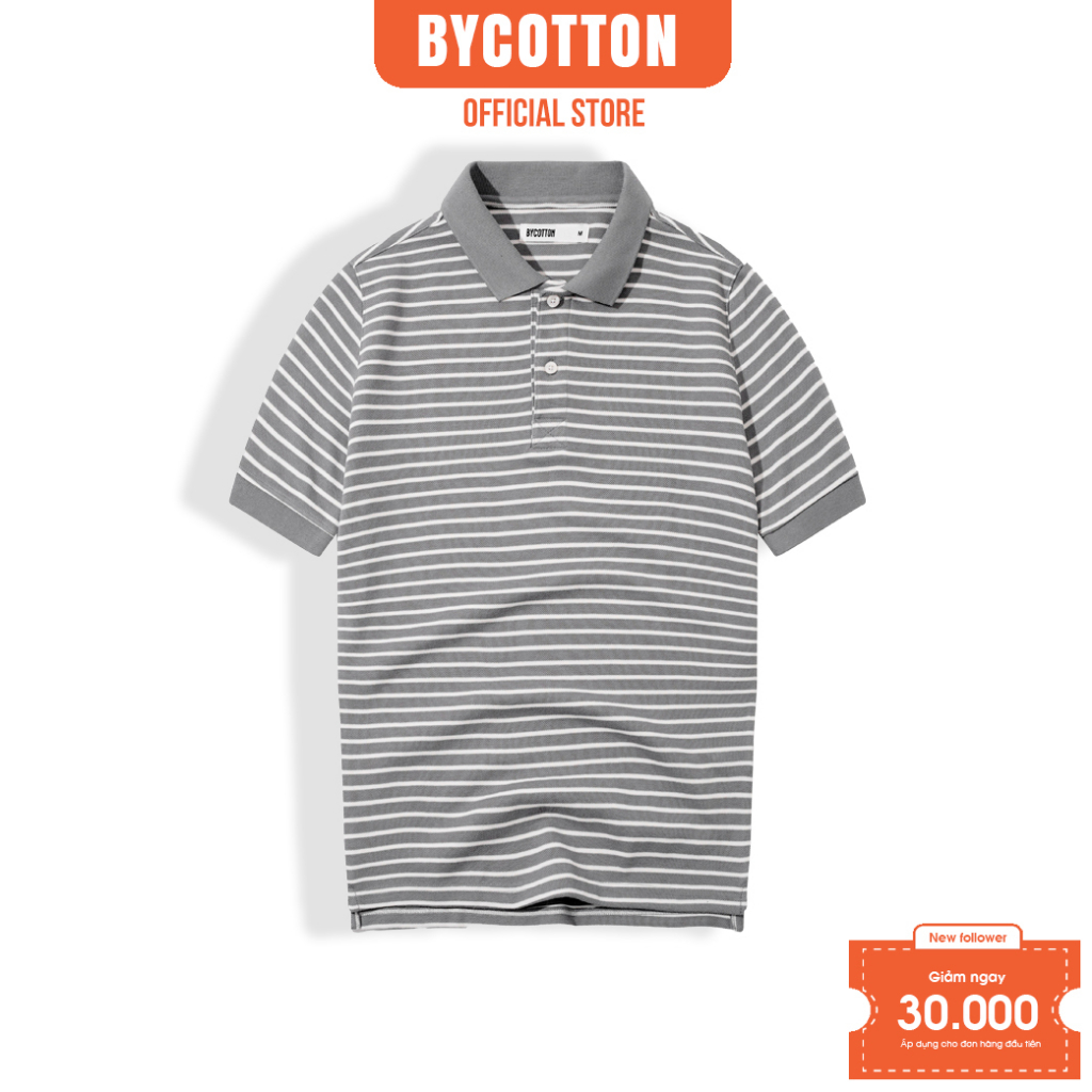 Áo Thun Nam Cao Cấp Polo Grey Stripes BY COTTON