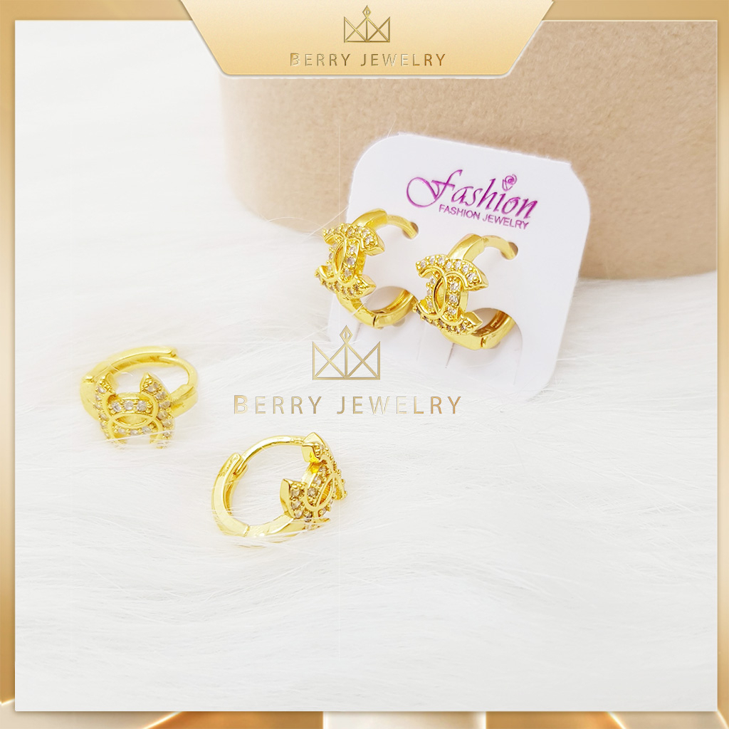Bông Tai Nữ Dáng Tròn Hình Chữ X Đính Đá Lấp Lánh Phong Cách Nhẹ Nhàng Khuyên Tai Mạ Vàng 18k |B57