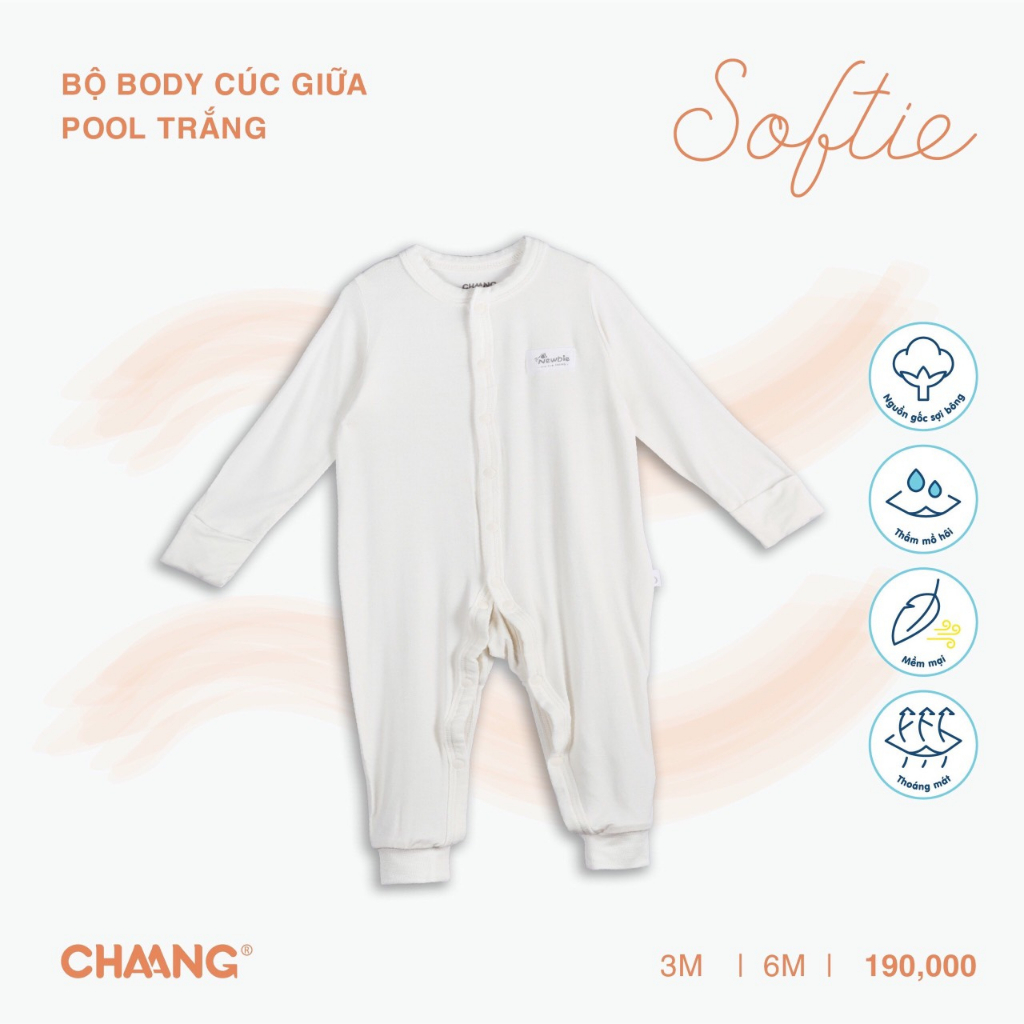 Bộ body cho bé CHAANG sơ sinh dài tay cúc giữa bé trai và bé gái