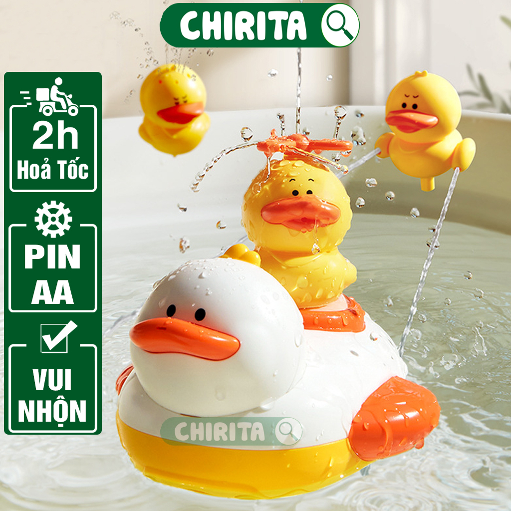 Đồ Chơi Nhà Tắm Vịt Phun Nước Cho Bé Tắm Kèm Vòi Sen - Rùa Bơi Trong Nước Cá Heo Nước Thả Bồn Tắm Chirita