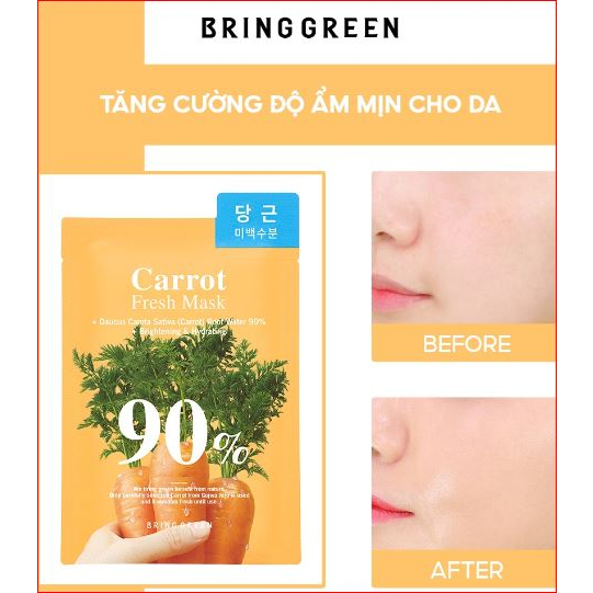 Mặt Nạ Cà Rốt Dưỡng Da Bring Green Carrot 90% Fresh Mask 20g