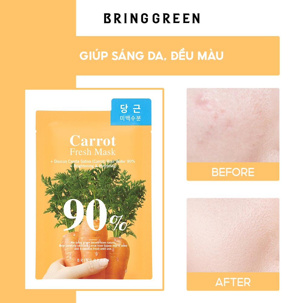 Mặt Nạ Cà Rốt Dưỡng Da Bring Green Carrot 90% Fresh Mask 20g