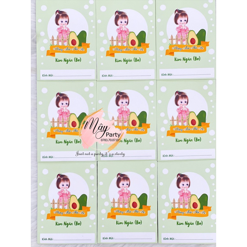 Thiệp thôi nôi - sinh nhật thiết kế theo yêu cầu