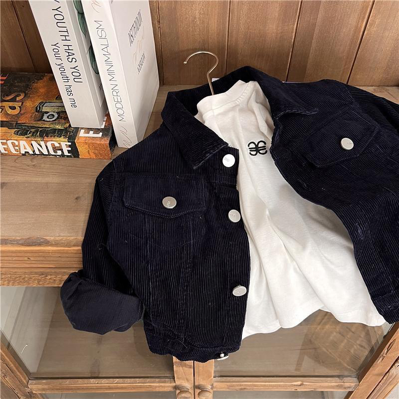 Áo Khoác Nhung Gân Thiết Kế Mới Năng Động Hoạ Tiết Thêu Thời Trang Mùa Xuân Thu Dành Cho Bé Trai 2022