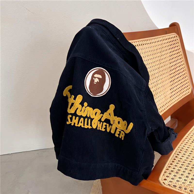 Áo Khoác Nhung Gân Thiết Kế Mới Năng Động Hoạ Tiết Thêu Thời Trang Mùa Xuân Thu Dành Cho Bé Trai 2022