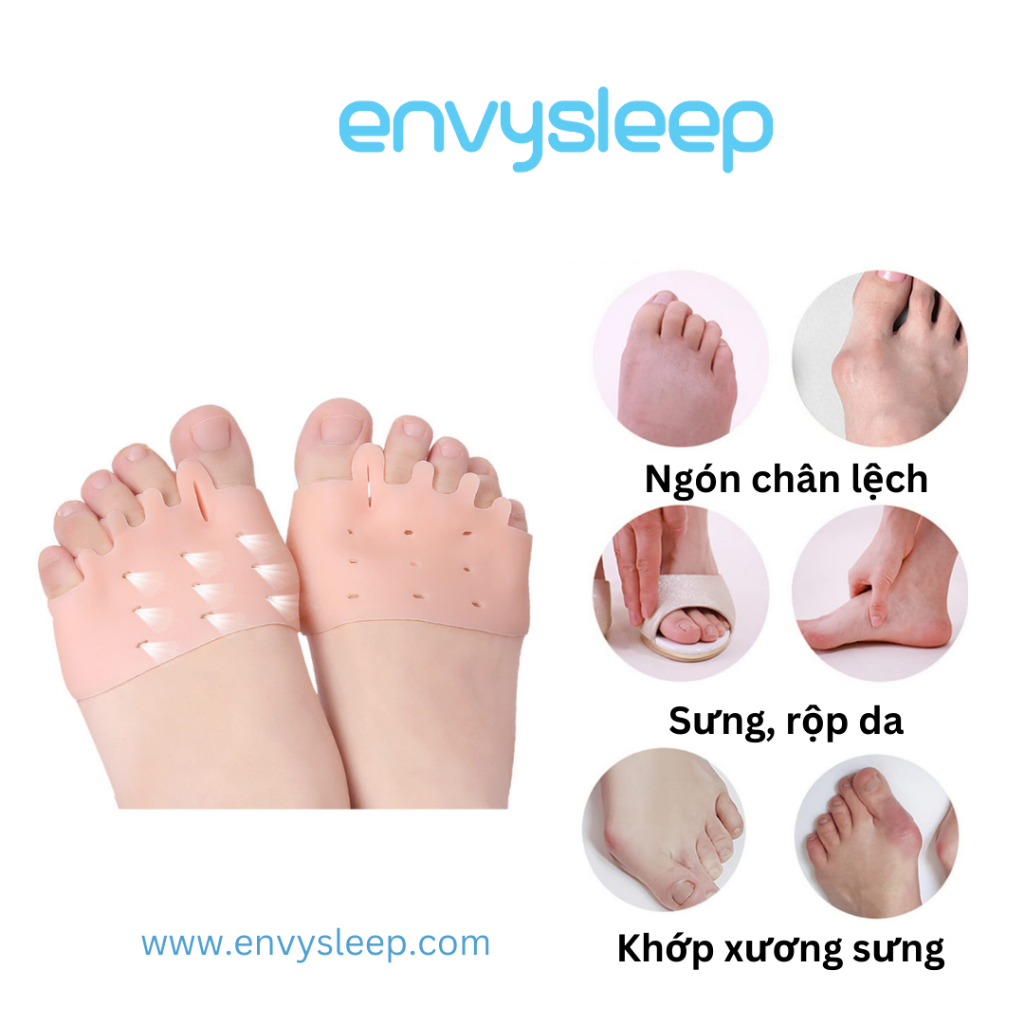 Lót giày Silicon tách cố định ngón chân Envysleep giảm đau bunions - Bộ 2 cái