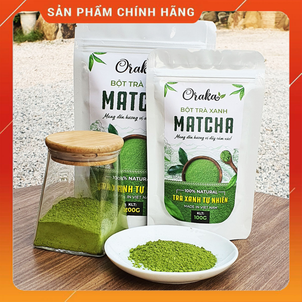 Bột Matcha  Oraka nguyên chất, 100% từ lá trà xanh TN...