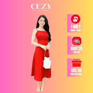 Đầm 2 dây hoa nhí kiểu dáng xếp ly ngực có size bigsize Cezy D17