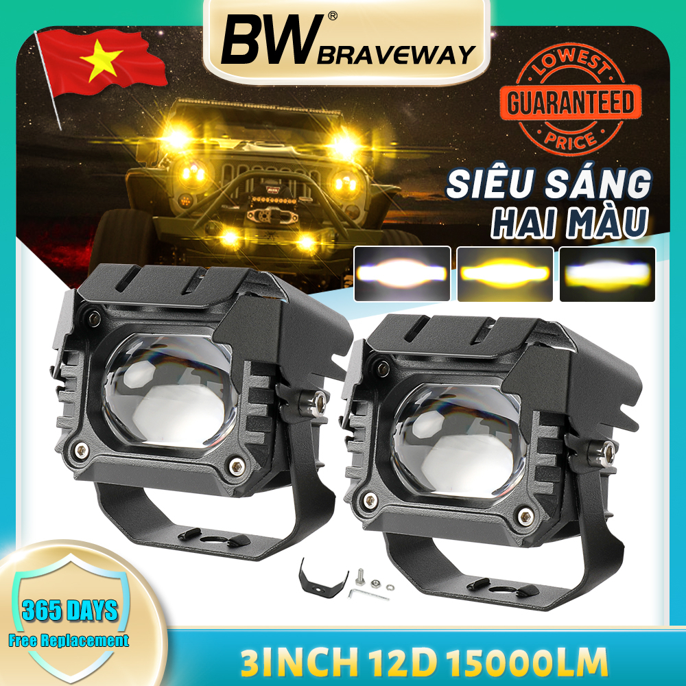 Xe hơi và xe máy dẫn ánh sáng mini lái xe ánh sáng tại chỗ ánh sáng trắng vàng cao và ánh sáng thấp xe máy Đèn sương mù