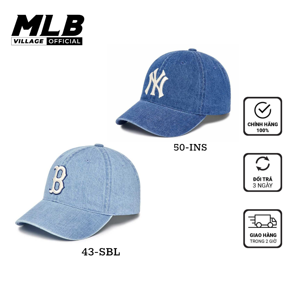 Mũ Nón MLB Chính Hãng - Mũ Lưỡi Trai MLB Denim Unstructured Ball Cap 3ACPD013N