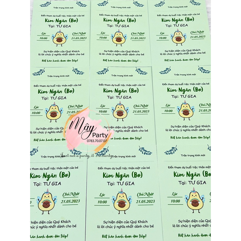 Thiệp thôi nôi - sinh nhật thiết kế theo yêu cầu