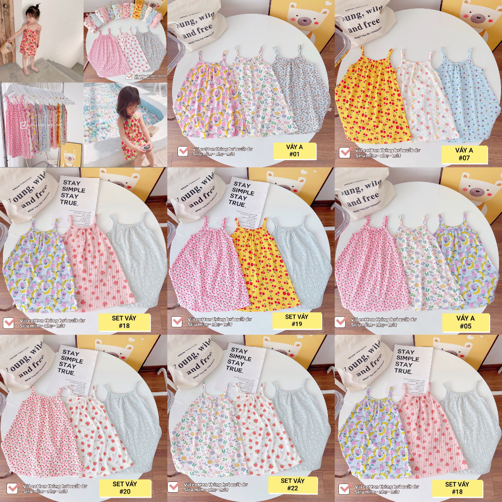 SET 3 VÁY HAI DÂY DÁNG A BÉ GÁI