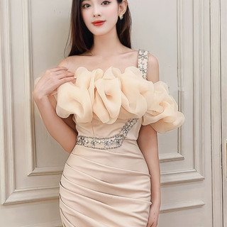 Đầm Thiết Kế MAY RC3641 Chất Liệu Umi Hàn Phối Ogaza Nhật Đính Đá- Đầm Dự Tiệc Sang Trọng Chuẩn MAY