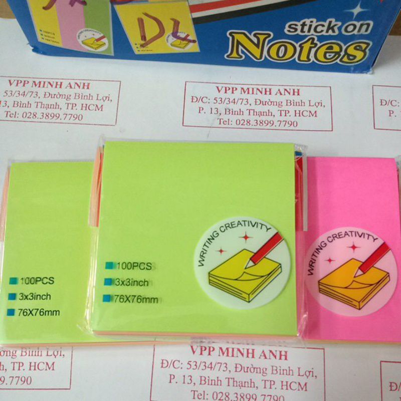 Giấy note 5 màu 3x3 uni - T - Vuông