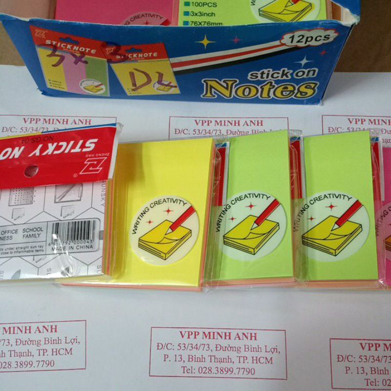 Giấy note 5 màu 3x3 uni - T - Vuông