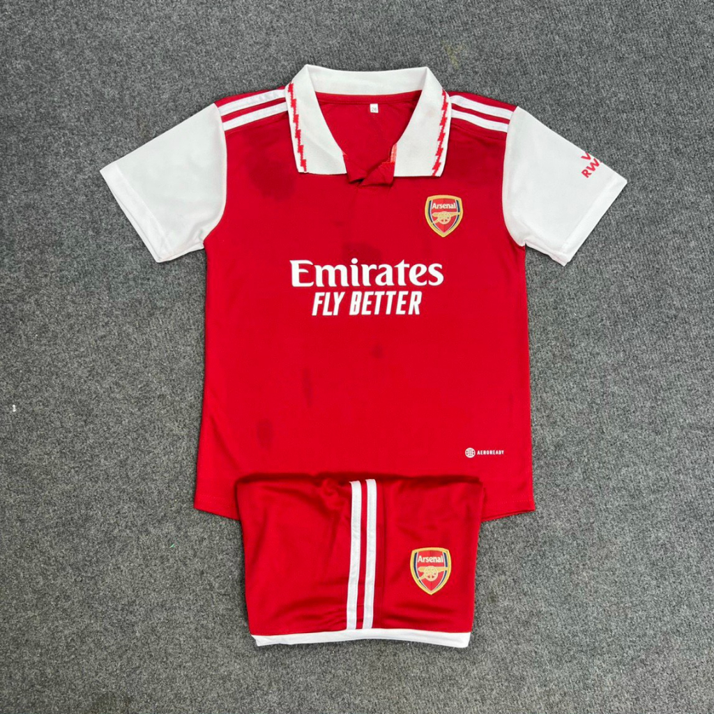 Bộ quần áo thể thao bóng đá CLB Arsenal trẻ em vài mè cao cấp - thoáng khí cho bé trai bé gái