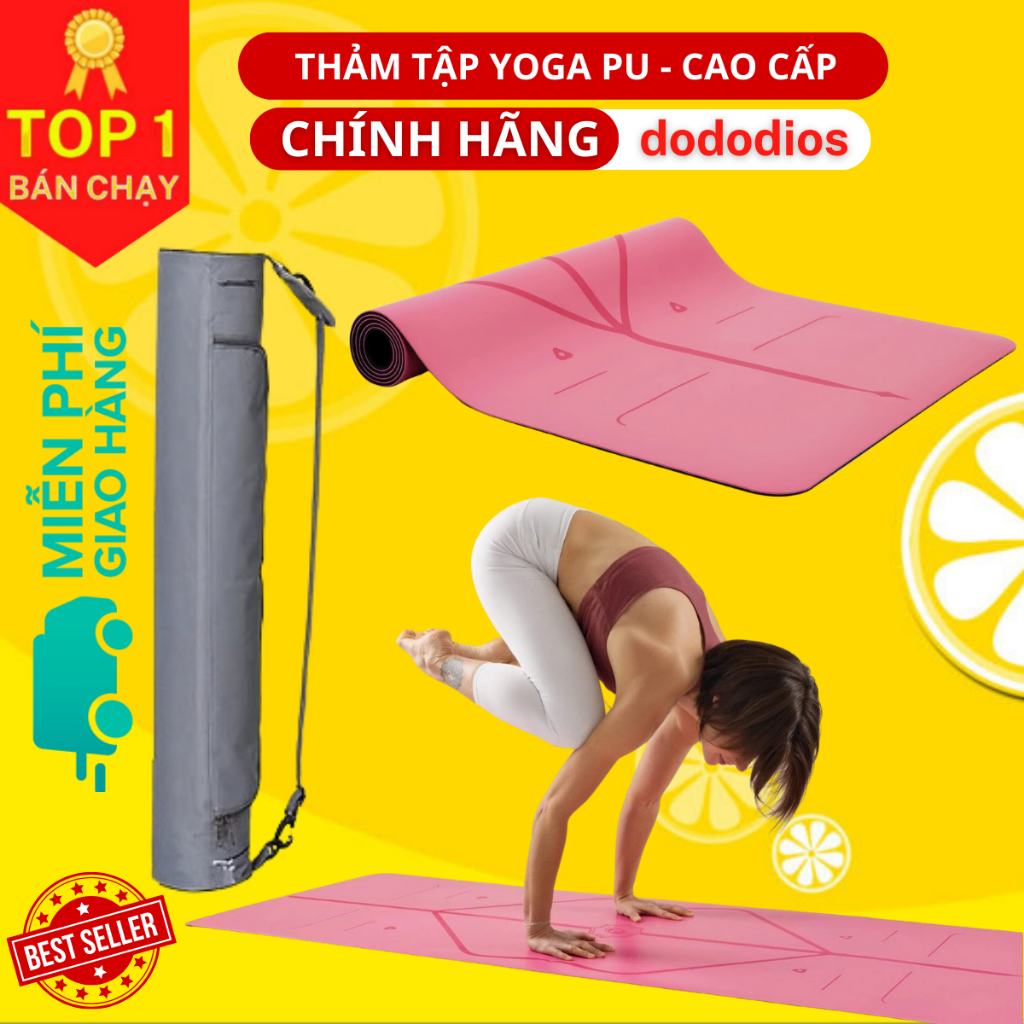 Thảm Tập Yoga Gym Pilates Cao Su Pu 4.5mm Chống Trơn Trượt Tuyệt Đối In Định tuyến - Hãng dododios