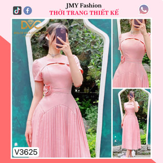 V3625 Váy hồng dập ly đính hoa eo [DVC&ACC] váy đầm xòe tiểu thư nữ tính