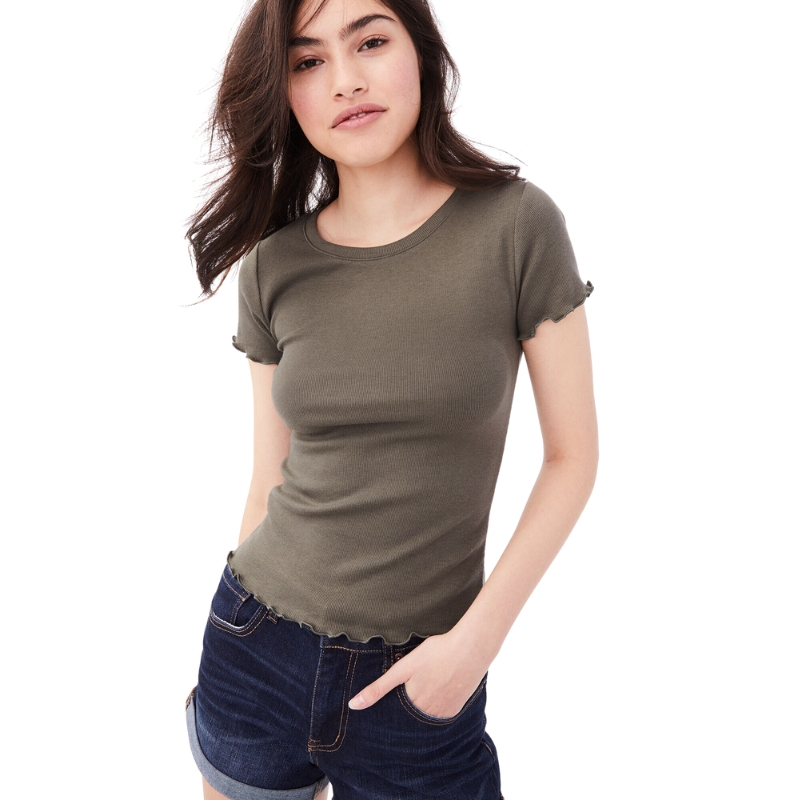 Áo thun nữ xuất dư, áo phông cổ tròn vải thun tăm co giãn 4 chiều