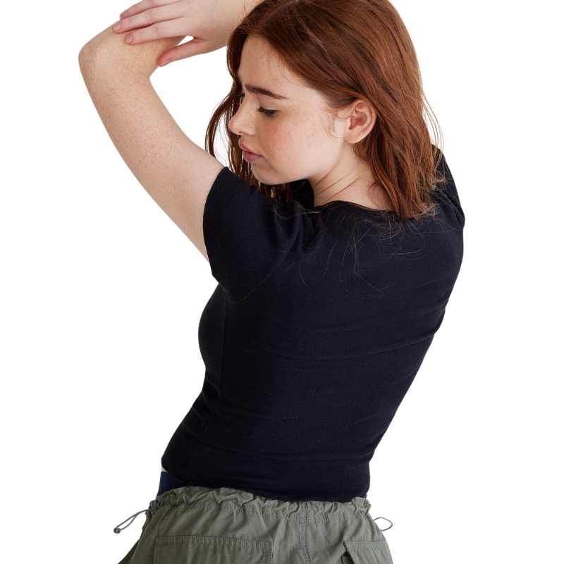 Áo thun nữ xuất dư, áo phông cổ tròn vải thun tăm co giãn 4 chiều