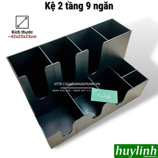 Kệ - khay Nhựa PP đựng ly cốc trà sữa, cà phê 2 tầng 9 ngăn