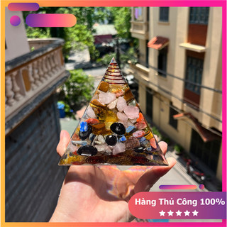 Tháp đá năng lượng - kim tự tháp năng lượng orgonite đá thạch anh ngũ sắc