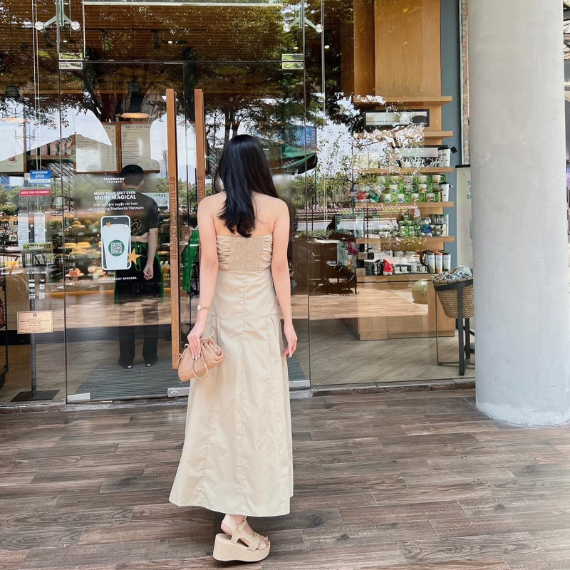 Đầm maxi nude