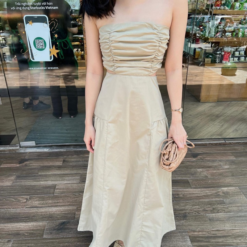 Đầm maxi nude