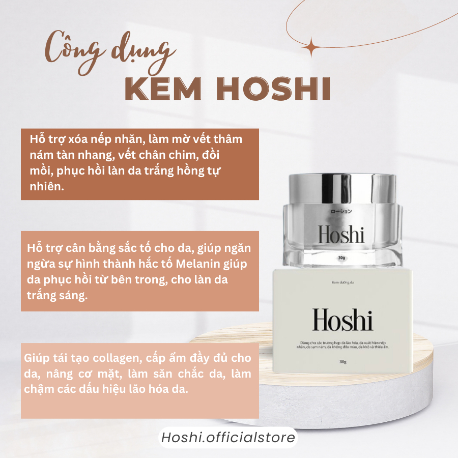 Bộ mờ nám, trắng da Hoshi Nhật Bản chuyên sâu ( Tặng 1 kem bôi, 1 sủi và 1 kem chống nắng Hoshi)