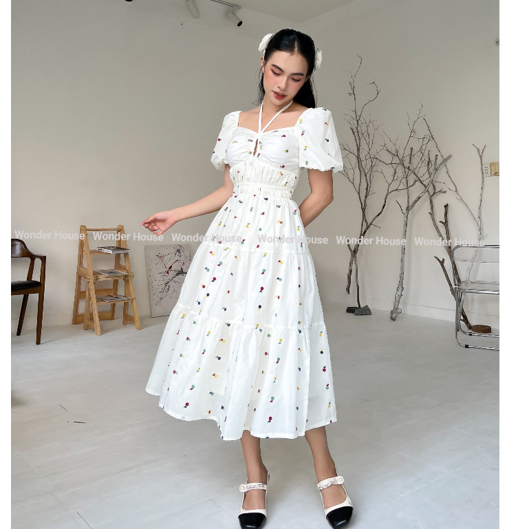 Đầm hoa Wonderhouse đuôi cá xòe nhẹ công sở, dạo phố, đi biển nữ tính - Summer Dress