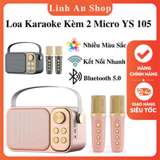 Loa Bluetooth Mini Karaoke Kèm 2 Micro YS-105 - Âm Bass Mạnh Mẽ, Nhiều Màu Sắc, Có Thể Đổi Giọng