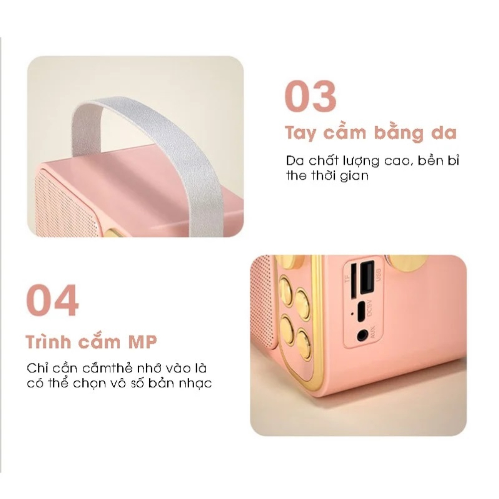 Loa Bluetooth YS 105 - Loa Karaoke Kèm 2 Micro - Âm Thanh Siêu Hay - Loa YS-103 Kèm 1 Micro Không Dây - Nhiều Màu Sắc