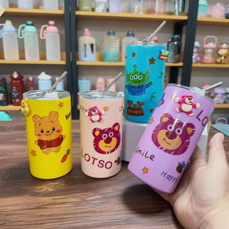 Ly Giữ Nhiệt Hình Thú- Bình Đựng Nước Hình Gấu / Dâu Tây Dễ Thương Tiện Dụng