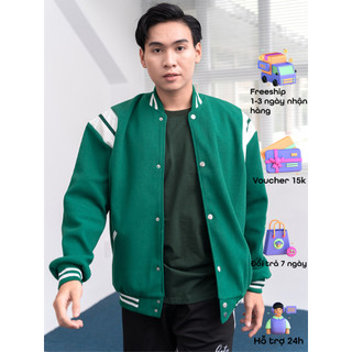 Áo khoác Bomber TYPO, Teddy Xanh Sọc Viền đẹp form vừa Jacket chất nhung tăm
