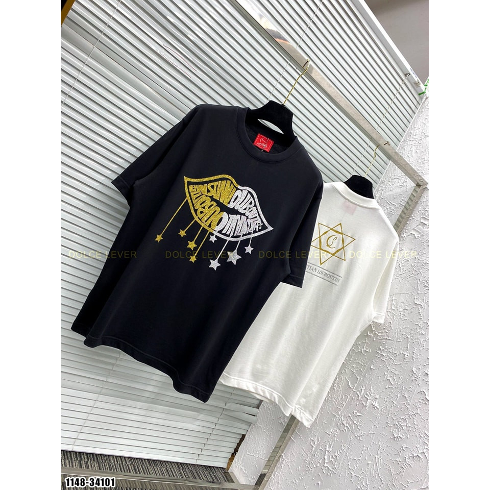 Áo Phông Nam Nữ LBT Kim Tuyến Pha Màu Môi Vàng Trắng - Phong Cách Boy Phố - Siêu Phẩm Chào Hè 2023