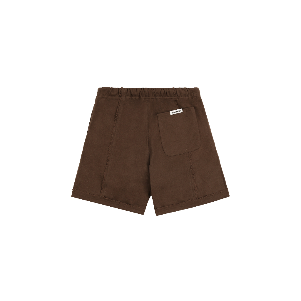 Quần Short Nỉ Bad Habits- Brown Destroyed Sweat Short - Local Brand Chính Hãng