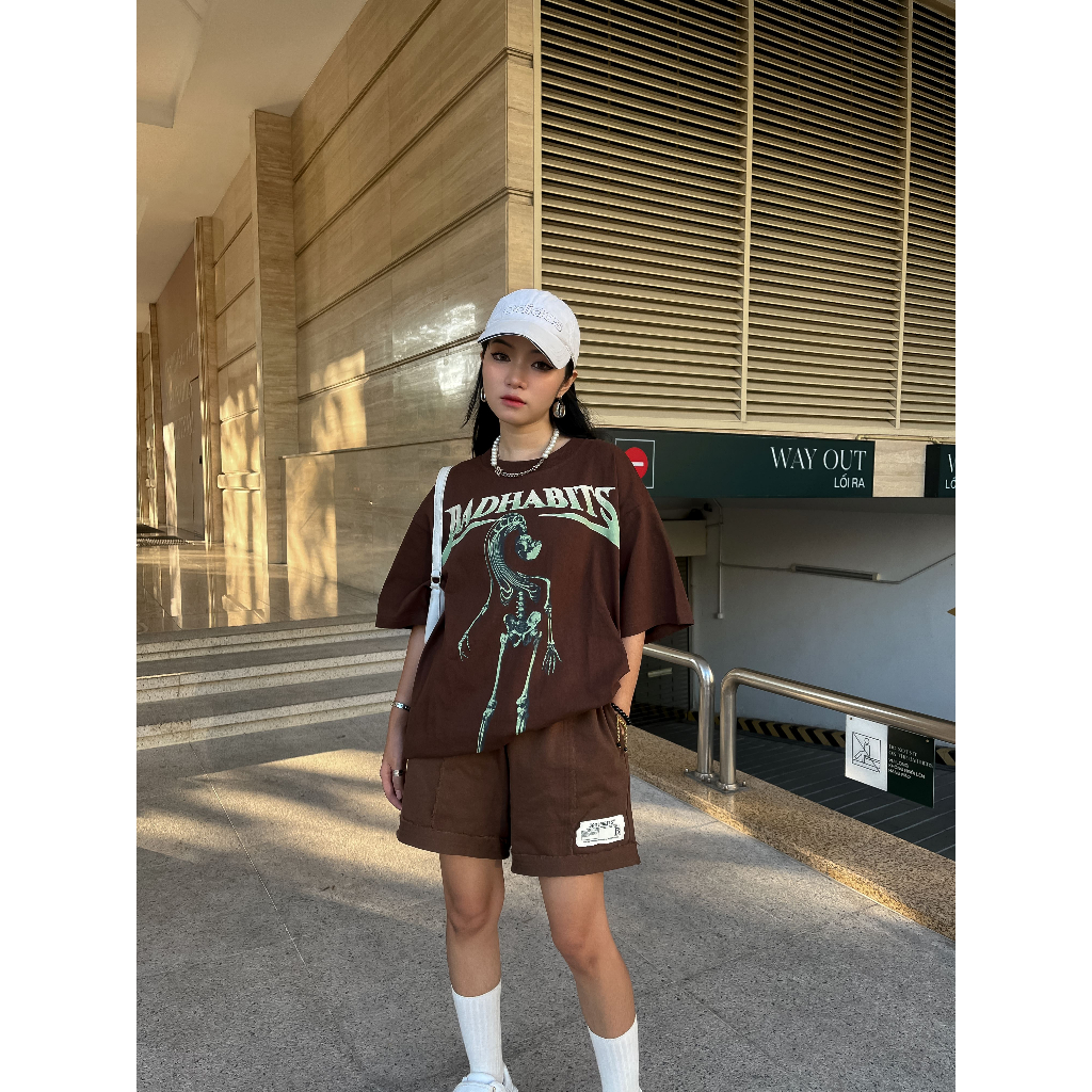 Quần Short Nỉ Bad Habits- Brown Destroyed Sweat Short - Local Brand Chính Hãng