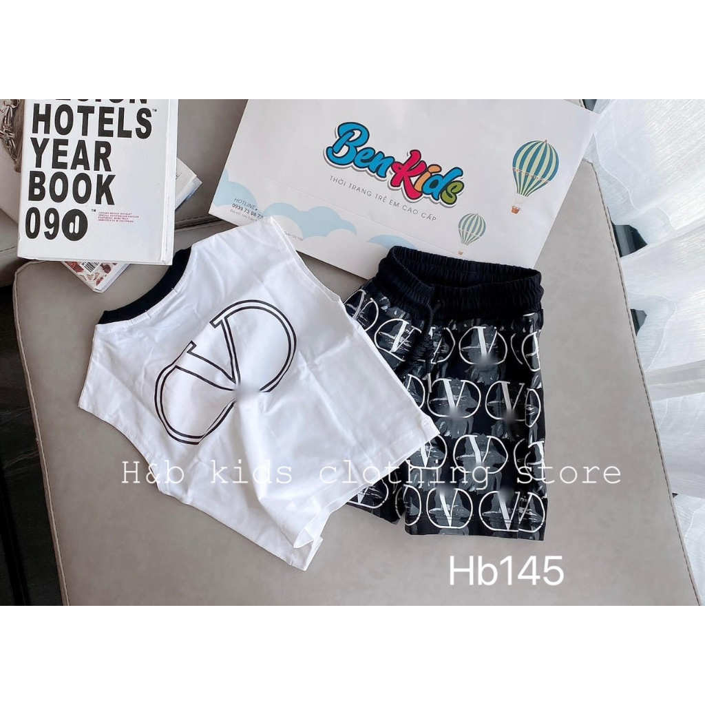 Bộ đồ cho bé trai , sét bộ quần áo cotton tay hến Va.len sành điệu cho bé trai 20-40kg