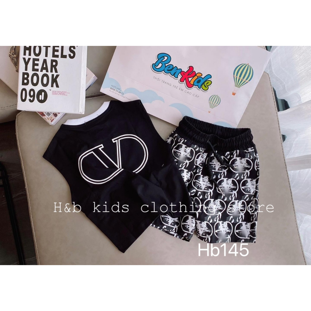 Bộ đồ cho bé trai , sét bộ quần áo cotton tay hến Va.len sành điệu cho bé trai 20-40kg