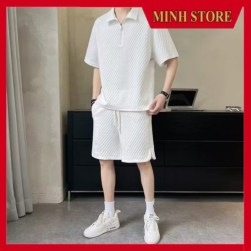 Bộ Thể Thao Nam Cao Cấp Vân Khóa Xịn Xò, Bộ Đồ Nam Cotton Vân Xốp Chất Vải Mềm Mại BO12 - MINHSTORE