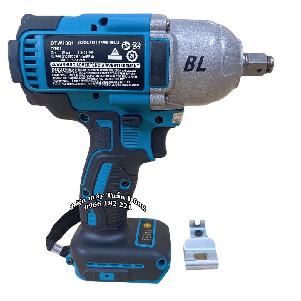 Thân máy siết bulong dùng pin Makita lực siết 1000Nm chân pin nội địa 22mm hàng cao cấp động cơ không chổi than