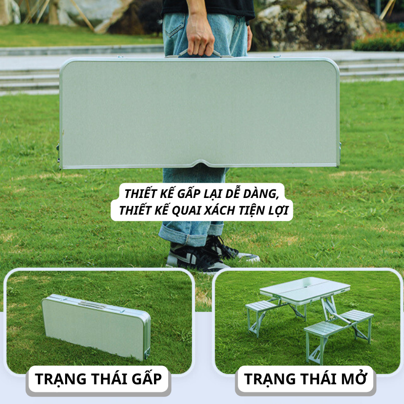 Bàn Inox Gấp Gọn | Combo 1 bàn 4 ghế | Gấp gọn tiện lợi | Du lịch Camping Cắm trại Dã ngoại ForiCamping | BigBuy360 - bigbuy360.vn