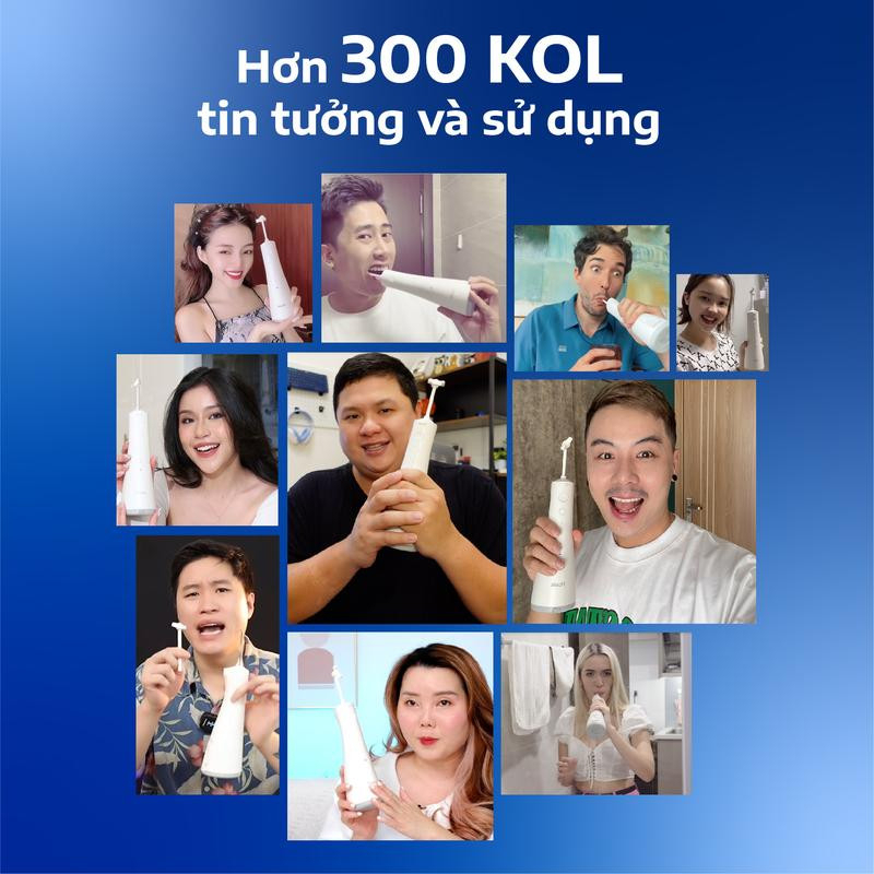 Máy tăm nước cầm tay Flossie 360 độ vòi phun làm sạch 2 chiều, Hàng chính hãng Smilee bảo hành 1 đổi 1