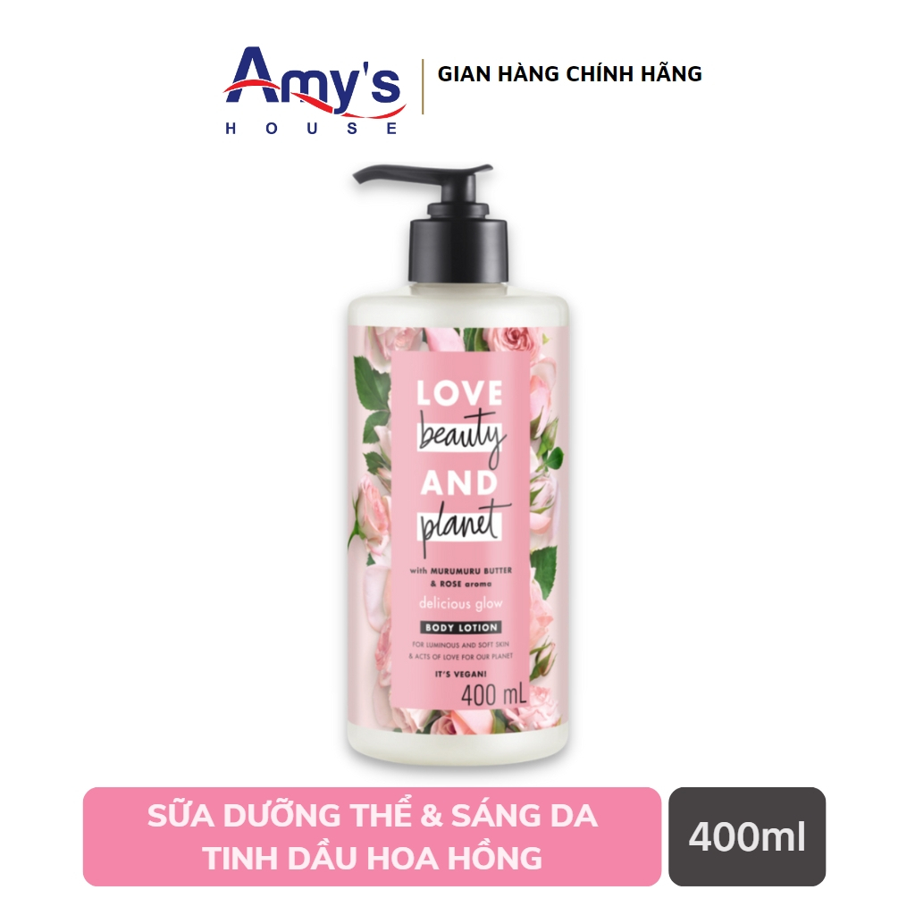 Sữa dưỡng thể Love Beauty và Sữa tắm Love Beauty & Planet 400ml Dưỡng Ẩm Toàn Thân Sáng Da - 100% Tinh Dầu Hoa Hồng