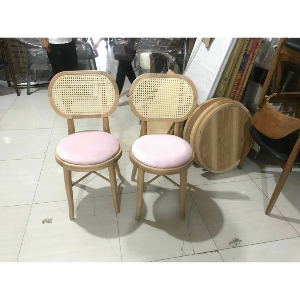 Các loại ghế gỗ kết hợp mây mặt ngồi tròn dùng cho quán cafe, nhà hàng, khách sạn, resort,...lưu ý đặt hàng qua zalo